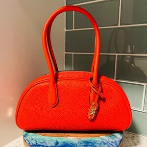 NWT Michael Kors LULU SM Handle Satchel Optic Orange Leather bag